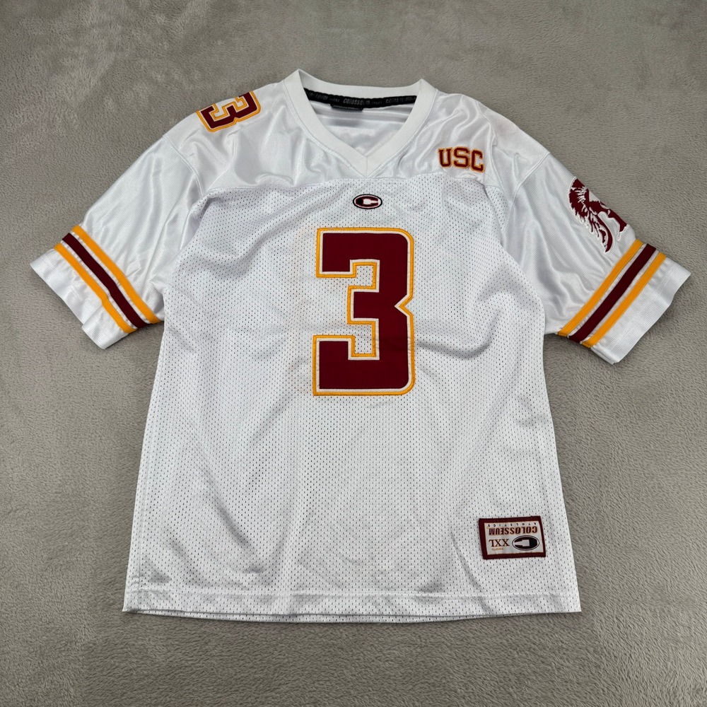 Colosseum USC Trojans Jersey Mens Medium White Preowned #3 Football Mesh